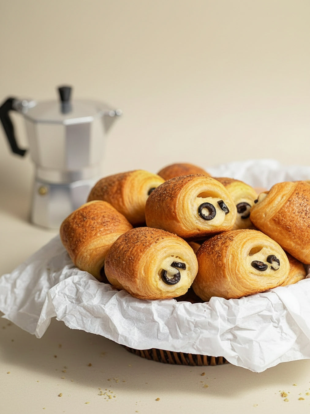 Mini cheese with olive rolls 